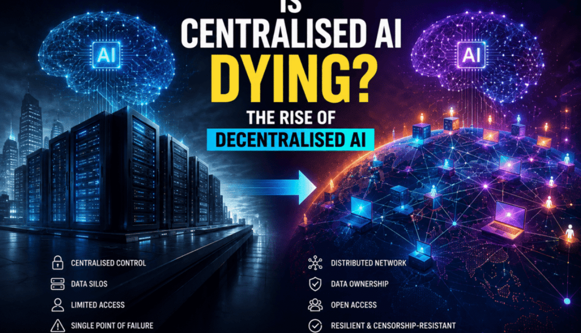Is Centralised AI Dying? Illustration of decentralised AI networks and distributed artificial intelligence